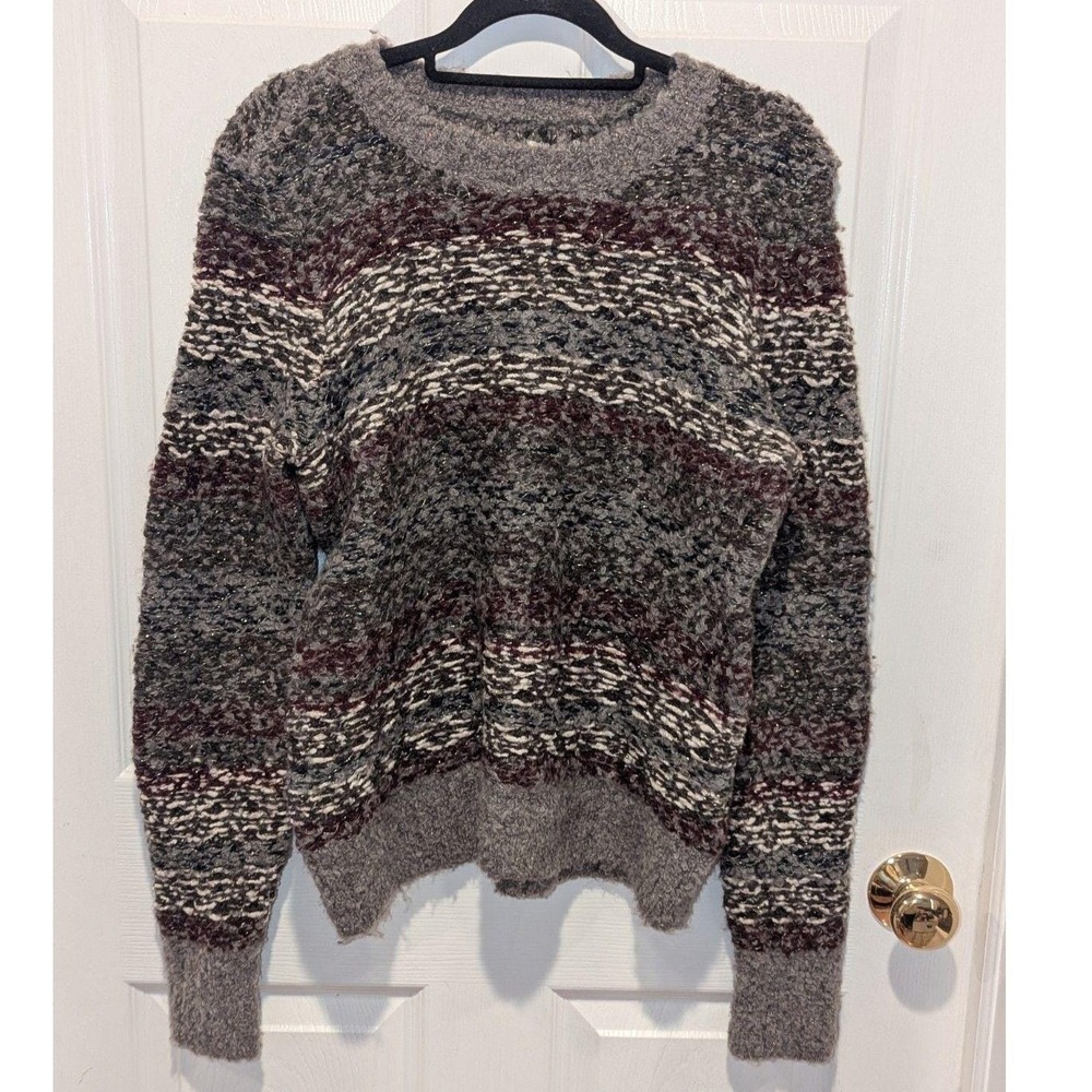 Y2K Grunge Abercrombie & Fitch Marled Stripe Chunky Knit Tinsel Sweater Large - Picture 2 of 5